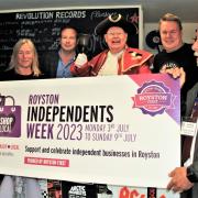 Royston BID members and councillors at Revolution Records for Independents Week