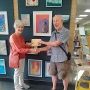 Vivienne Machell was presented with her prize money by Creative Royston secretary Carl Filby