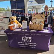 Mayor of Royston Cllr John Rees at the Home-Start stall