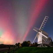 The Northern Lights over Great Chishill Windmill