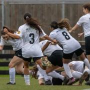 Royston Town celebrate Neve Mayes goal in the Women's FA Cup against Newport Pagnell Town. Picture: JAMES SIMPKINS