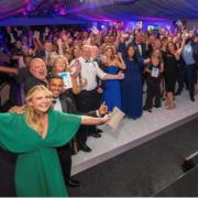 Winners, sponsors, and finalists enjoy the annual glitzy event at Tewinbury Farm