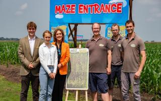 Captain Sir Tom Moore's daughter Hannah and grandchildren Benjie and Georgia visited Skylark Garden Centre in Wimblington for the unveiling of the world's biggest tribute to the NHS fundraising hero.