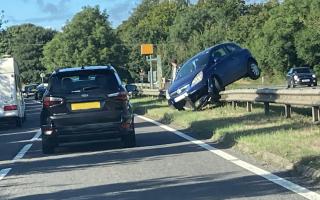 The car on the A505 Baldock by-pass near Odsey