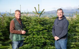 Dobbies' plant buyer Nigel Lawton with Kenneth Mitchell from Needlefresh