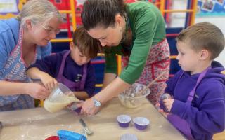 Therfield children baked muffins for villagers