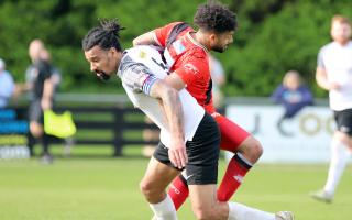 Adam Murray scored on his 300th appearance for Royston Town. Picture: PETER SHORT