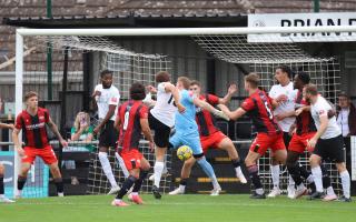 Harvey Beckett fires in the only goal of the game against Kettering. Picture: PETER SHORT